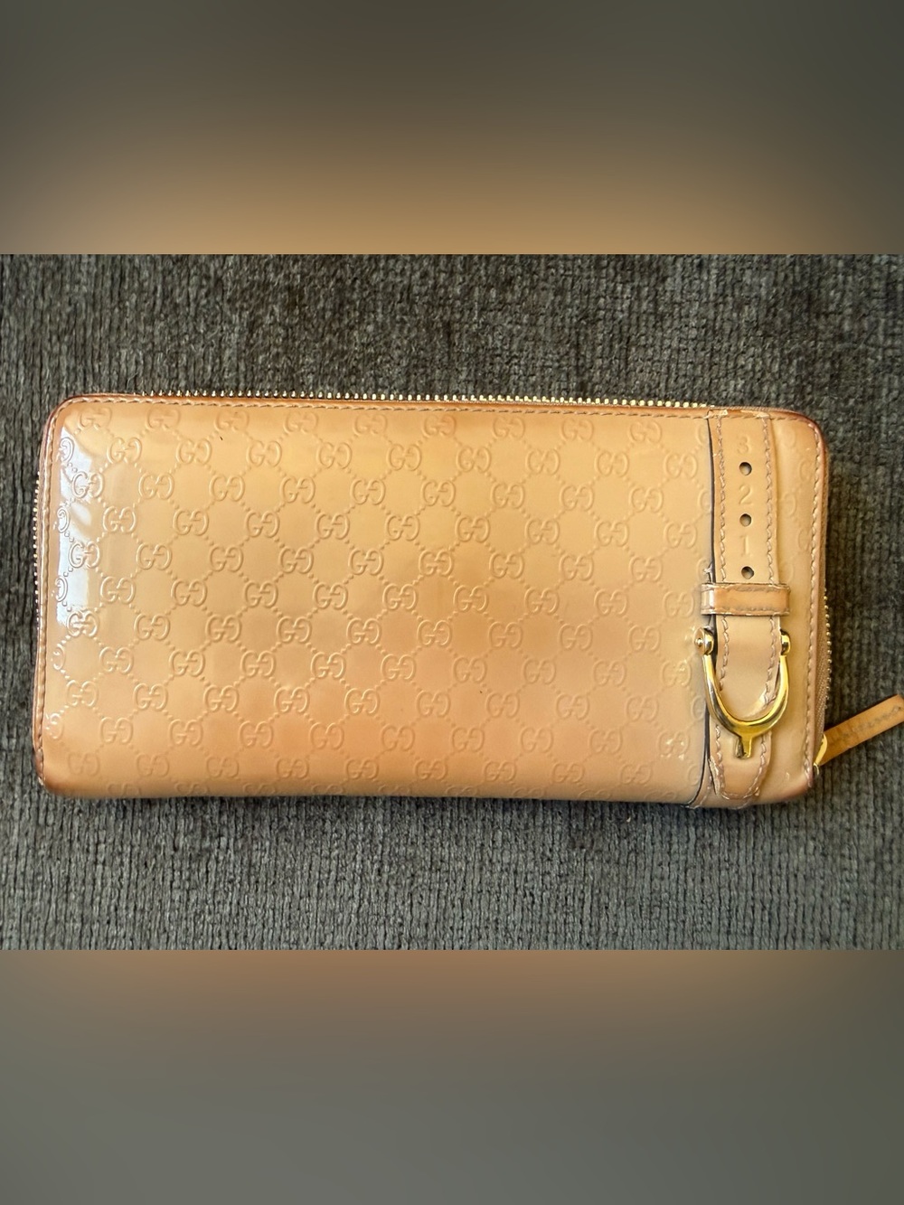 Gucci Microguccissima Patent Leather Zip Around Wallet